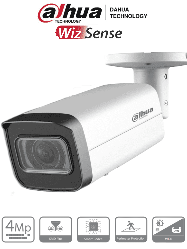 DAHUA IPC-HFW2441T-ZS - Camara IP Bullet de 4 Megapixeles/ Lente Motorizado de 2.7 a 13.5 mm/ WizSense/ IR de 60 Metros/ SMD Plus/ Protección Perimetral/ Ranura para MicroSD/ IP67/ Ik10/ #D50 #IMD DAHUA IPC-HFW2441T-ZS - Camara IP Bullet de 4 Megapixeles/ Lente Motorizado de 2.7 a 13.5 mm/ WizSense/ IR de 60 Metros/ SMD Plus/ Protección Perimetral/ Ranura para MicroSD/ IP67/ Ik10/ #D50 #IMD